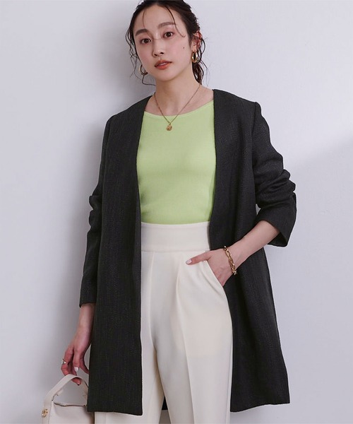 ツイードＶネックノーカラージャケット