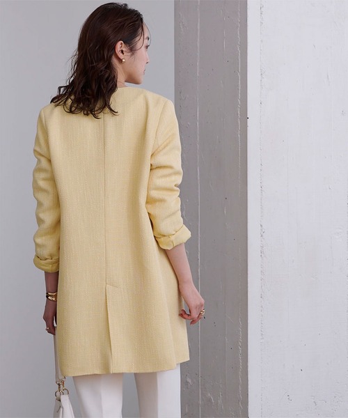 ツイードＶネックノーカラージャケット