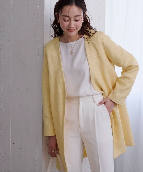 ツイードＶネックノーカラージャケット