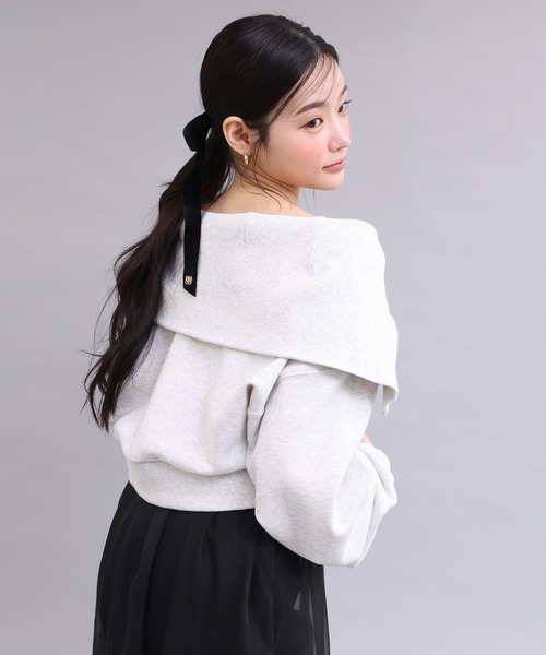 one after another NICE CLAUP（ワンアフターアナザーナイスクラップ）の「ハーフジップスウェット（スウェット・レディース・オフホワイト/ラベンダー/オートミール・FREE）」の7枚目の写真