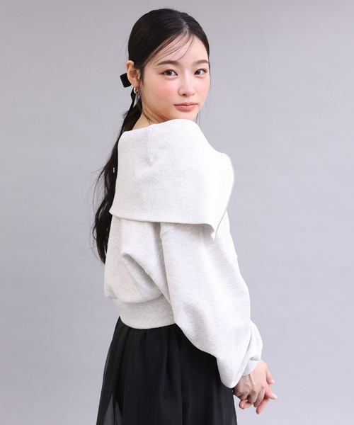 one after another NICE CLAUP（ワンアフターアナザーナイスクラップ）の「ハーフジップスウェット（スウェット・レディース・オフホワイト/ラベンダー/オートミール・FREE）」の6枚目の写真