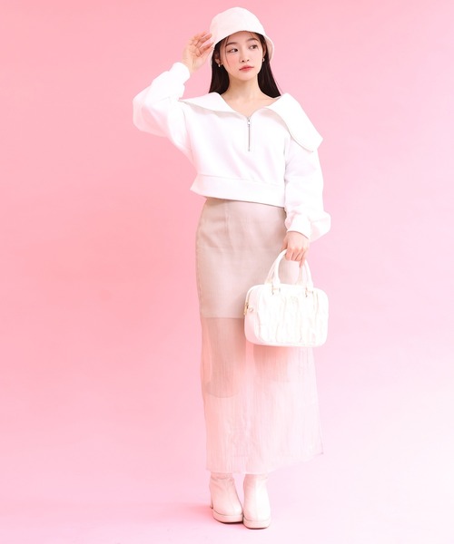 one after another NICE CLAUP（ワンアフターアナザーナイスクラップ）の「ハーフジップスウェット（スウェット・レディース・オフホワイト/ラベンダー/オートミール・FREE）」の8枚目の写真