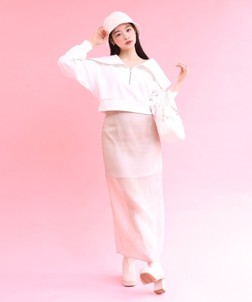 one after another NICE CLAUP（ワンアフターアナザーナイスクラップ）の「ハーフジップスウェット（スウェット・レディース・オフホワイト/ラベンダー/オートミール・FREE）」の9枚目の写真