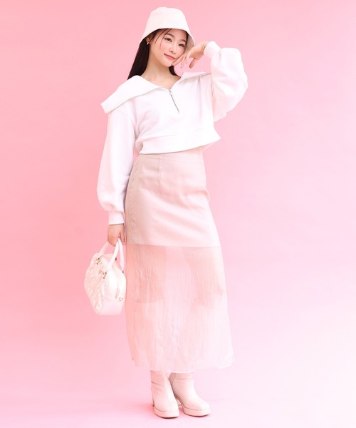 one after another NICE CLAUP（ワンアフターアナザーナイスクラップ）の「ハーフジップスウェット（スウェット・レディース・オフホワイト/ラベンダー/オートミール・FREE）」の11枚目の写真