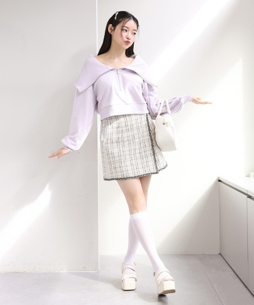 one after another NICE CLAUP（ワンアフターアナザーナイスクラップ）の「ハーフジップスウェット（スウェット・レディース・オフホワイト/ラベンダー/オートミール・FREE）」の17枚目の写真