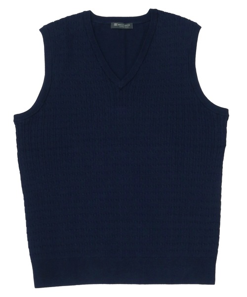 TOKYO SHIRTS(トウキョウシャツ)の「ミニケーブル ニットベスト(ベスト・メンズ・ブラウン/ネイビー・M/L/LL)」の2枚目の写真
