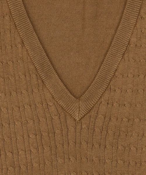 TOKYO SHIRTS(トウキョウシャツ)の「ミニケーブル ニットベスト(ベスト・メンズ・ブラウン/ネイビー・M/L/LL)」の3枚目の写真