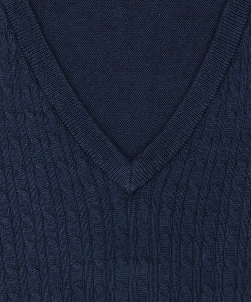 TOKYO SHIRTS(トウキョウシャツ)の「ミニケーブル ニットベスト(ベスト・メンズ・ブラウン/ネイビー・M/L/LL)」の5枚目の写真