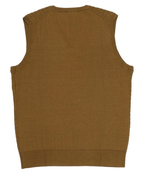 TOKYO SHIRTS(トウキョウシャツ)の「ミニケーブル ニットベスト(ベスト・メンズ・ブラウン/ネイビー・M/L/LL)」の4枚目の写真