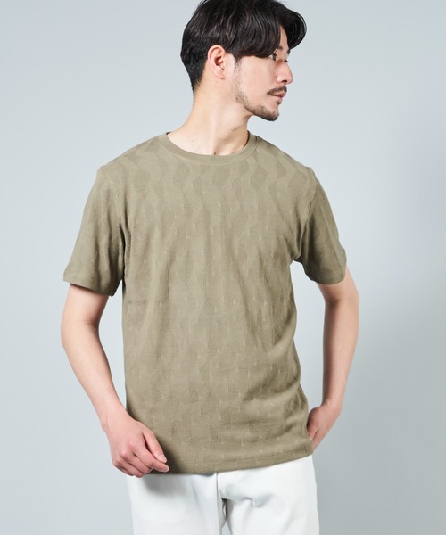TETE HOMME(テットオム)の「ジグザグジャガードクルーネックTシャツ(Tシャツ/カットソー・メンズ・カーキ/ホワイト/ライトグレー・X-LARGE/XX-LARGE/LARGE/MEDIUM)」の11枚目の写真