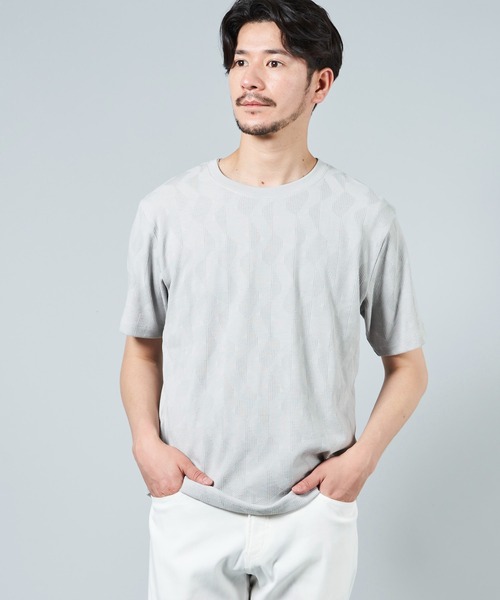 TETE HOMME（テットオム）の「ジグザグジャガードクルーネックT