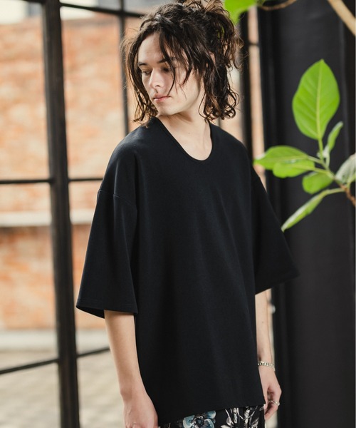 CASPER JOHN(キャスパージョン)の「U-neck loose T-shirts/UネックルーズTシャツ(Tシャツ/カットソー・メンズ・ホワイト/ライトグレー/カーキ/ブラック・SMALL/MEDIUM/LARGE)」の16枚目の写真