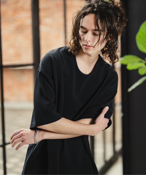 CASPER JOHN(キャスパージョン)の「U-neck loose T-shirts/UネックルーズTシャツ(Tシャツ/カットソー・メンズ・ホワイト/ライトグレー/カーキ/ブラック・SMALL/MEDIUM/LARGE)」の12枚目の写真
