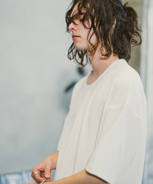 CASPER JOHN(キャスパージョン)の「U-neck loose T-shirts/UネックルーズTシャツ(Tシャツ/カットソー・メンズ・ホワイト/ライトグレー/カーキ/ブラック・SMALL/MEDIUM/LARGE)」の9枚目の写真