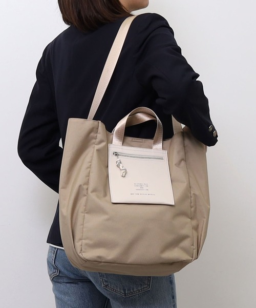 COOCO(クーコ)の「リサイクルPET2WAYトートバッグ/A4対応(トートバッグ・レディース・ブラック/ライトグレー/ベージュ・9)」の8枚目の写真