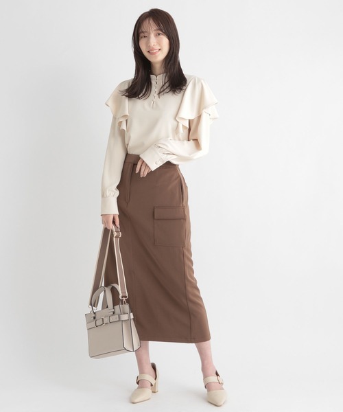 Andemiu（アンデミュウ）の「ラッフルブラウス189597（シャツ/ブラウス・レディース・オレンジ系その他3/アイボリー/ライトグリーン/ブラック・FREE）」の12枚目の写真