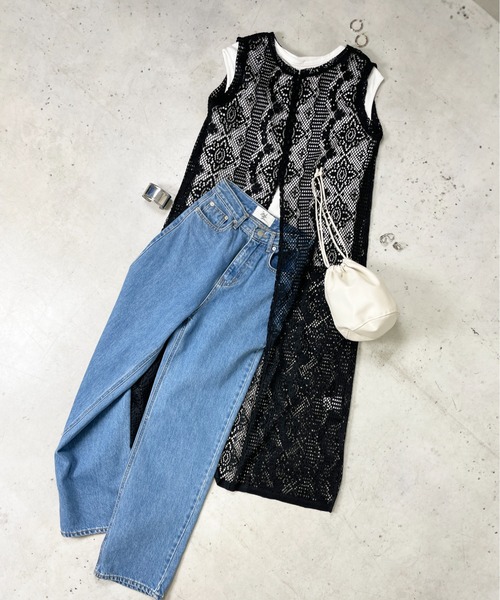 Meli rich(メリーリッチ)の「前後2WAYクロシェレースワンピース(ロングジレ)(ワンピース・レディース・ブラック/アイボリー・FREE)」の5枚目の写真