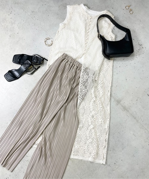 Meli rich(メリーリッチ)の「前後2WAYクロシェレースワンピース(ロングジレ)(ワンピース・レディース・ブラック/アイボリー・FREE)」の18枚目の写真