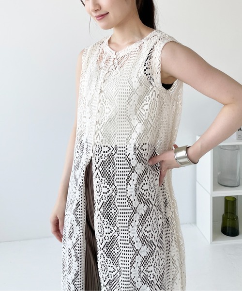 Meli rich(メリーリッチ)の「前後2WAYクロシェレースワンピース(ロングジレ)(ワンピース・レディース・ブラック/アイボリー・FREE)」の15枚目の写真