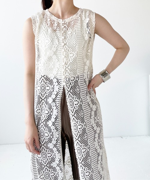 Meli rich(メリーリッチ)の「前後2WAYクロシェレースワンピース(ロングジレ)(ワンピース・レディース・ブラック/アイボリー・FREE)」の17枚目の写真