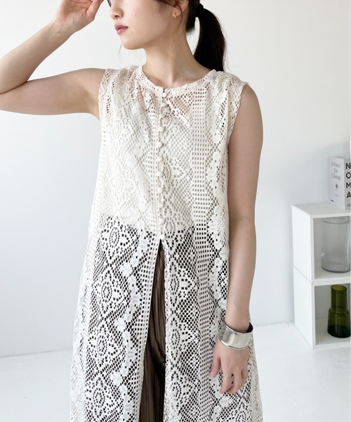 Meli rich(メリーリッチ)の「前後2WAYクロシェレースワンピース(ロングジレ)(ワンピース・レディース・ブラック/アイボリー・FREE)」の14枚目の写真