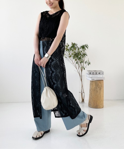 Meli rich(メリーリッチ)の「前後2WAYクロシェレースワンピース(ロングジレ)(ワンピース・レディース・ブラック/アイボリー・FREE)」の20枚目の写真