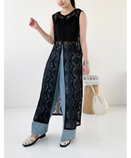 Meli rich(メリーリッチ)の「前後2WAYクロシェレースワンピース(ロングジレ)(ワンピース・レディース・ブラック/アイボリー・FREE)」の22枚目の写真