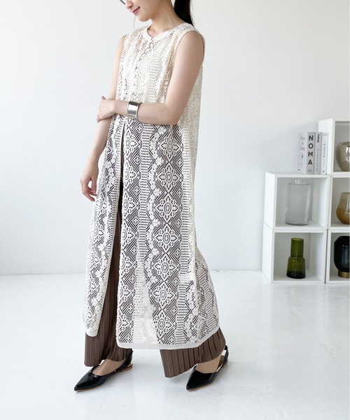 Meli rich(メリーリッチ)の「前後2WAYクロシェレースワンピース(ロングジレ)(ワンピース・レディース・ブラック/アイボリー・FREE)」の9枚目の写真