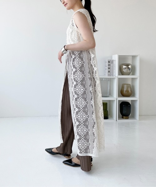 Meli rich(メリーリッチ)の「前後2WAYクロシェレースワンピース(ロングジレ)(ワンピース・レディース・ブラック/アイボリー・FREE)」の13枚目の写真