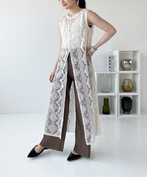 Meli rich(メリーリッチ)の「前後2WAYクロシェレースワンピース(ロングジレ)(ワンピース・レディース・ブラック/アイボリー・FREE)」の8枚目の写真