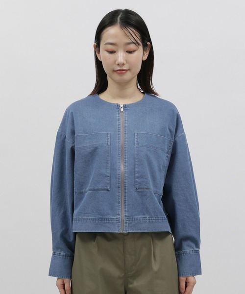 -6roku-新品未使用⭐︎ノーカラーデニム LAKOLE（ラコレ）の「ノーカラーデニムブルゾン / 185864（ブルゾン