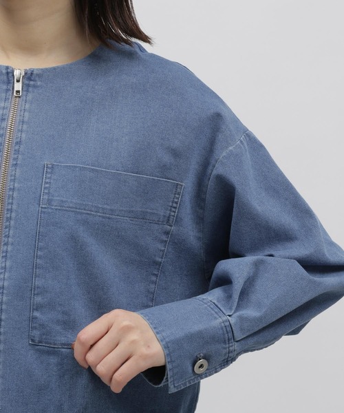 LAKOLE（ラコレ）の「ノーカラーデニムブルゾン / 185864（ブルゾン