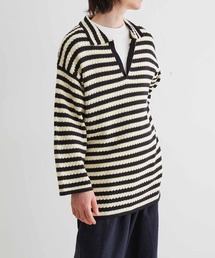 ADAM ET ROPE' | オーバーサイズ ボーダー スキッパー ニット プルオーバー(ニット/セーター)