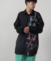RE730 ドルマンスリーブ長袖シャツ モノトーン切替 unisex