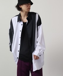 RE730 ドルマンスリーブ長袖シャツ モノトーン切替 unisex