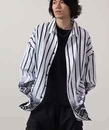 RE730 ドルマンスリーブ長袖シャツ モノトーン切替 unisex