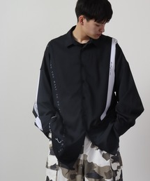 RE730 ドルマンスリーブ長袖シャツ モノトーン切替 unisex