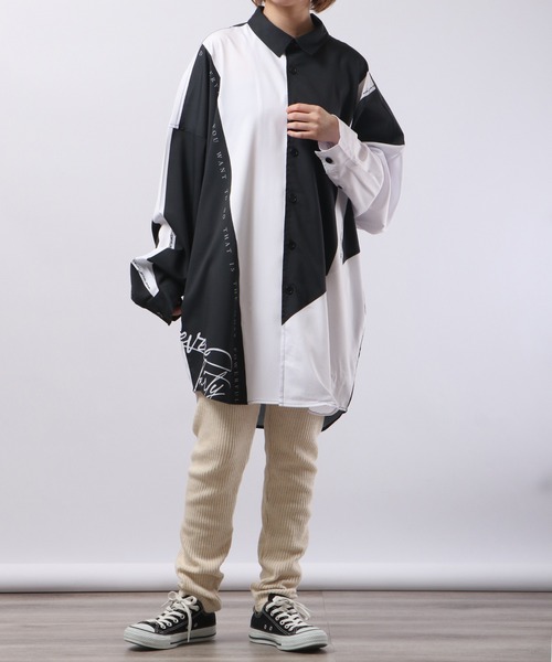 RE730（アールイーセブンサーティー）の「RE730 ドルマンスリーブ長袖シャツ モノトーン切替 unisex（シャツ/ブラウス・メンズ・オフホワイト/ブラック系1/ブラック系4/ブルー/ホワイト系4/ホワイト系1/ホワイト/ホワイト×ブラック/ブラック系3/ブラック/ホワイト系3/ホワイト系2/ブラック系2・L/M）」の22枚目の写真