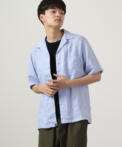 many men many mind(メニーメンメニーマインド)の「Many men many minds リネンパナマショートスリーブオープンカラーシャツ 半袖(シャツ/ブラウス・メンズ・ネイビー/ベージュ/サックスブルー系/ホワイト・L/M/XL)」の4枚目の写真