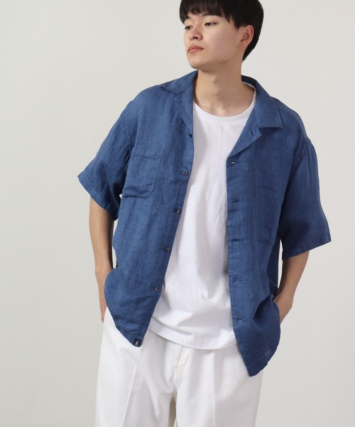 MHL. リネン　麻　ショートスリーブシャツ　開襟シャツ　オープンカラー　M MHL. リネン 麻 ショートスリーブシャツ 開襟シャツ オープン