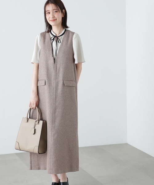 N.(N. Natural Beauty Basic)(エヌエヌナチュラルビューティーベーシック)の「【S Size Line】◆フロントポケットジャンパースカート(ジャンパースカート・レディース・モカ/ブラック/ライトベージュ・SMALL/MEDIUM)」の2枚目の写真