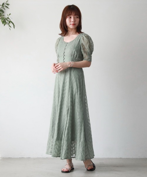 archives（アルシーヴ）の「パール釦刺繍切替ワンピース（ワンピース・レディース・ミント/ブラック/ベージュ/オフホワイト・MEDIUM）」の17枚目の写真