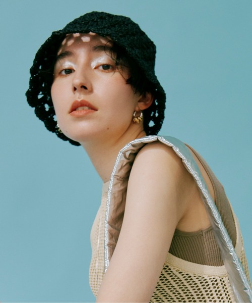 CONTROL FREAK / CTFK（コントロールフリーク）の「CONTROL FREAK(コントロールフリーク)透かし編みスカラップハット（ハット・レディース・ストライプ/グリーン/ホワイト/ブラック・FREE）」の2枚目の写真