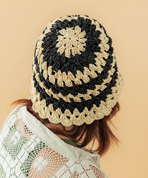 CONTROL FREAK / CTFK（コントロールフリーク）の「CONTROL FREAK(コントロールフリーク)透かし編みスカラップハット（ハット・レディース・ストライプ/グリーン/ホワイト/ブラック・FREE）」の6枚目の写真