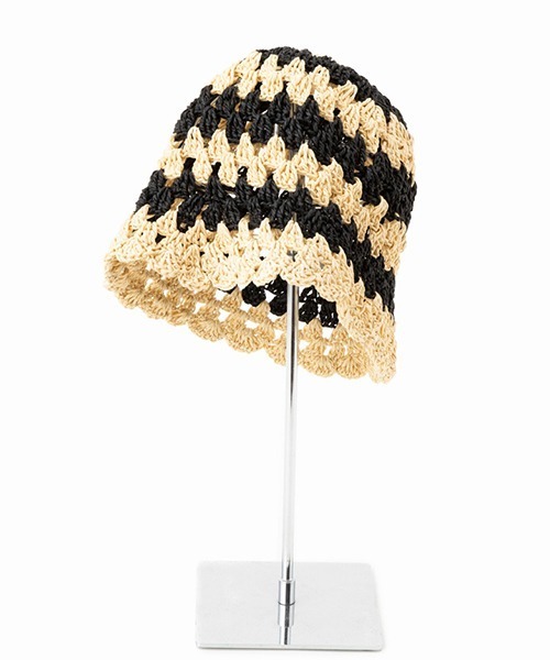 CONTROL FREAK / CTFK（コントロールフリーク）の「CONTROL FREAK(コントロールフリーク)透かし編みスカラップハット（ハット・レディース・ストライプ/グリーン/ホワイト/ブラック・FREE）」の5枚目の写真