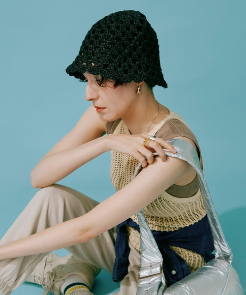 CONTROL FREAK / CTFK（コントロールフリーク）の「CONTROL FREAK(コントロールフリーク)透かし編みスカラップハット（ハット・レディース・ストライプ/グリーン/ホワイト/ブラック・FREE）」の19枚目の写真