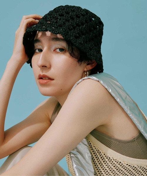 CONTROL FREAK / CTFK（コントロールフリーク）の「CONTROL FREAK(コントロールフリーク)透かし編みスカラップハット（ハット・レディース・ストライプ/グリーン/ホワイト/ブラック・FREE）」の16枚目の写真