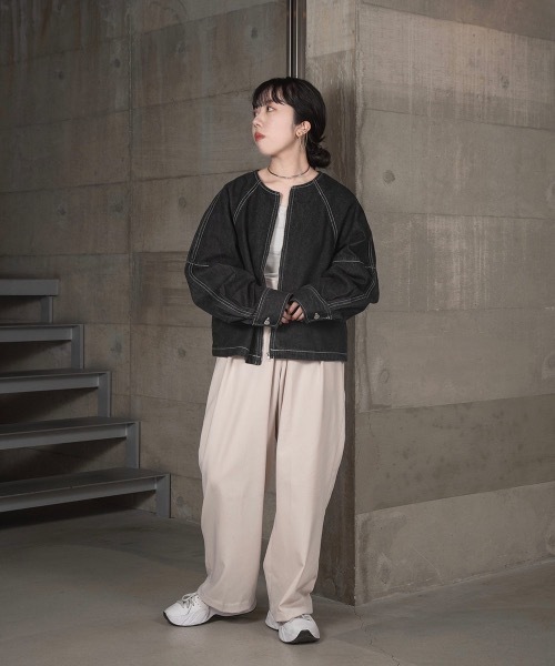 lawgy（ラウジー）の「stitch line denim jacket（デニムジャケット・レディース・ブラック/インディゴブルー・FREE）」の15枚目の写真