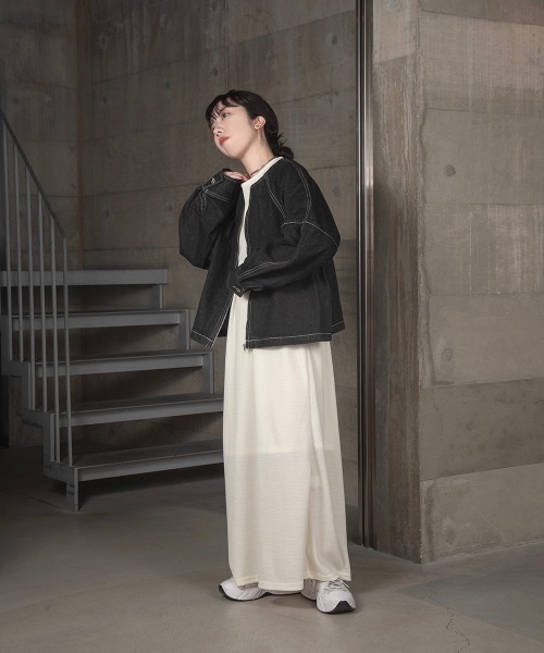 lawgy（ラウジー）の「stitch line denim jacket（デニムジャケット・レディース・ブラック/インディゴブルー・FREE）」の18枚目の写真