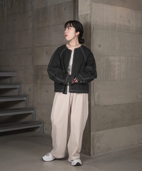 lawgy（ラウジー）の「stitch line denim jacket（デニムジャケット・レディース・ブラック/インディゴブルー・FREE）」の10枚目の写真